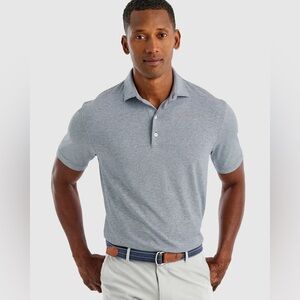 Johnnie-O Short-Sleeve Striped Polo Shirt Blue XL Preppy Sporty Golf Stretch